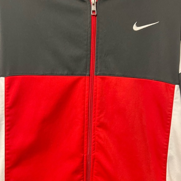Vintage Mens Nike jacket Size Large Pockets Zipper Red white Blue Excellent - Picture 2 of 8